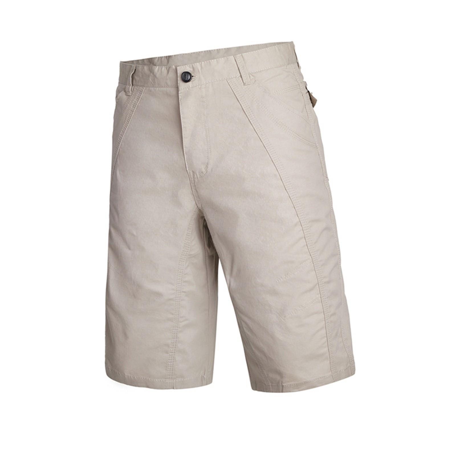 

Мужские летние повседневные шорты для работы, пляжные, свободные, однотонные, прямые, укороченные брюки на пуговицах 30 бежевый