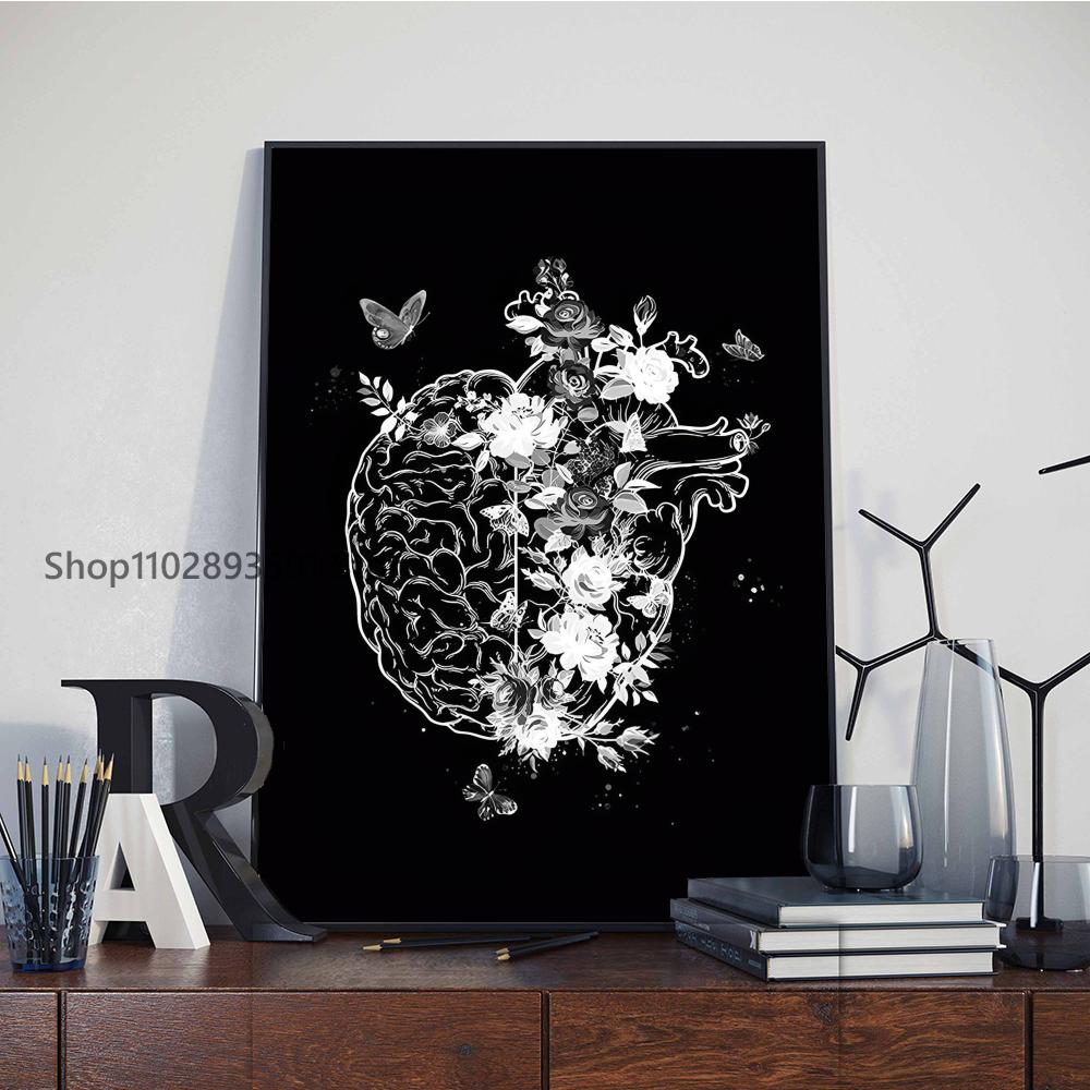 1pc Black White Anatomy Skeleton Poster Paper Print Home Bedroom Entrance Bar Cafe Art Painting Decoration