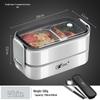 Bento Lunch Box a Doppio Strato in Acciaio Inossidabile, Contenitore Adatto al Microonde per Ufficio e Studenti