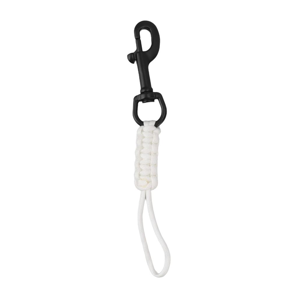 Hand Woven Diving Lanyard Anti Lost Strap Underwater Safety Rope with Stainless Steel Clip White