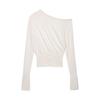 Kaslead New Women clothes Western Style Fashion Slimming Versatile Sloping Shoulder off-Neck Split Sweater