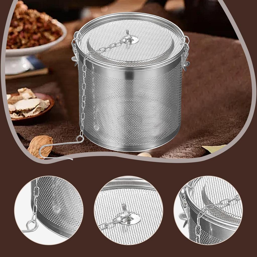 Mesh Strainer Basket Stainless Steel Tea Infuser Fine Ball with Extended Chain Hook