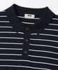 XOX Button Collar Summer Cool Crop Short Sleeve Knit [Navy St]