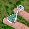 Brazilian Chrysoprase Gemstone Swiss Blue Topaz Mermaid Pendant Sterling Silver