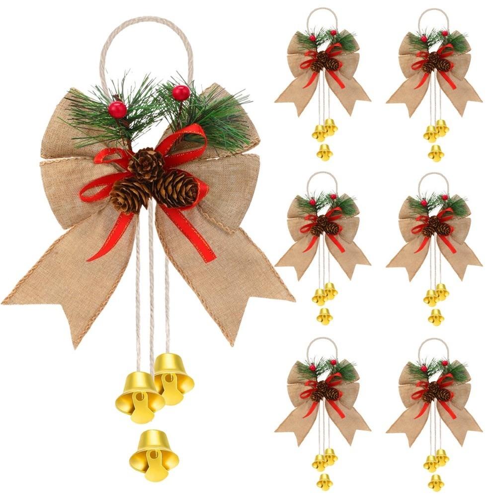 6Pcs/Set Buffalo Plaid Christmas Bows Hanging Ornament  Christmas Tree Decoration