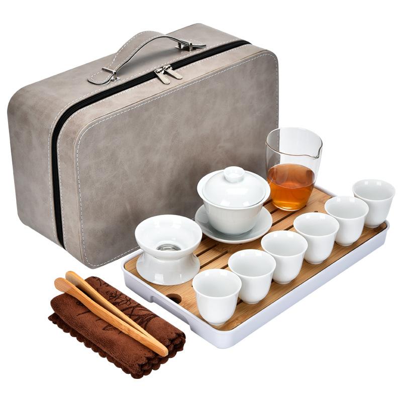 Dehua High-end White Porcelain Kung Fu Tea Set Portable Set Gift Box Business Accompanying Hand Gift