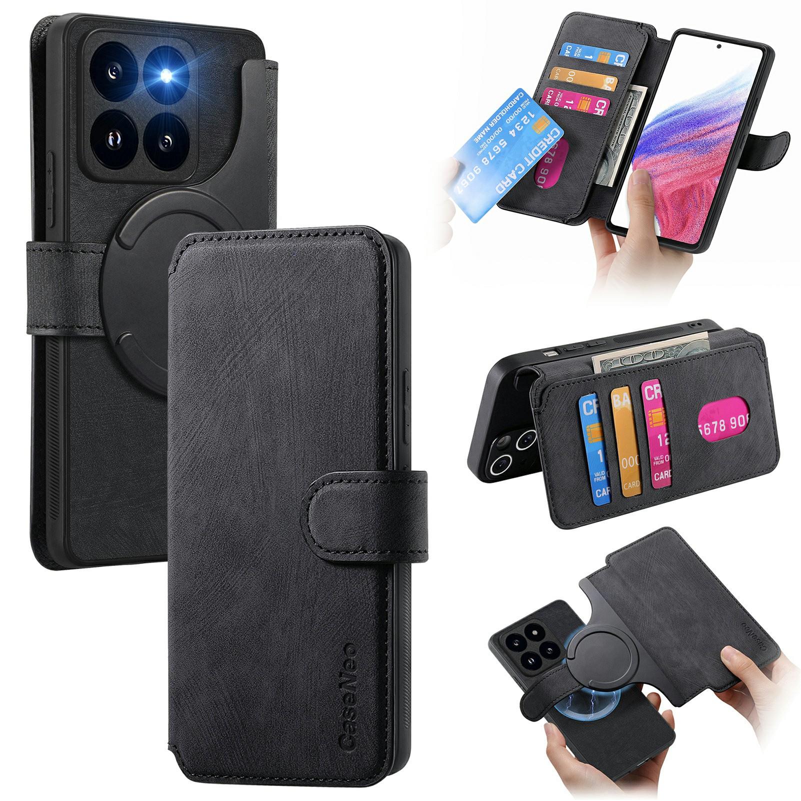 

CASENEO MW-03 для Xiaomi 14T чехол-кошелек съемный кожаный + TPU чехол для телефона A