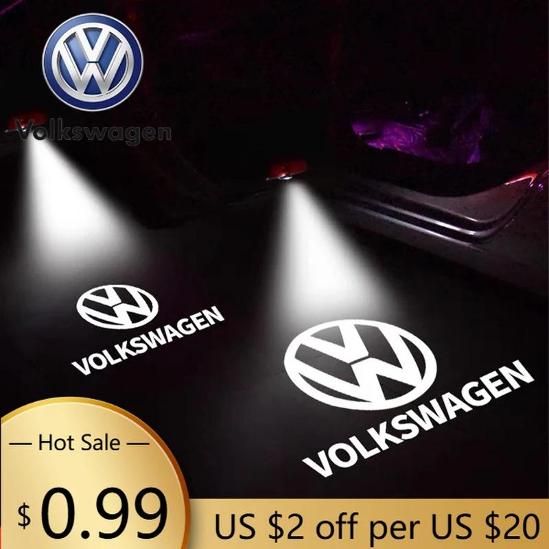 VW Volkswagen Jetta MK5 Golf 2 vnt. automobilio durelių emblemos LED šviesos pasveikinimo lempa belaidis lazerinis projektorius VW Volkswagen Golf Pol