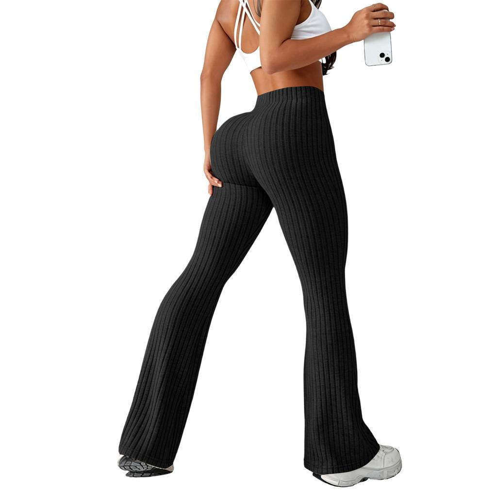 Women's High Waist Drawstring Cargo Pants - Casual Flare Leg Trousers with Pockets for