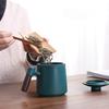 1Set Ceramic Tea Mug with Wood Handle and Built-in Stainless Steel Infuser Retro Texture Smooth Finish for Home Office Dorm Tea