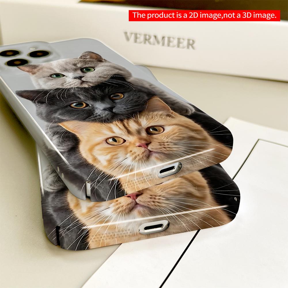 Stacked Cats Trio Phone Case All inclusive film hard phone case, compatible with iPhone 18 Pro Max 17 16 15 14 13 12 11