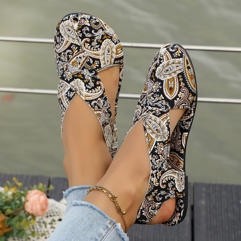 Women Sandals New Summer Bohemia Style Plus Size Shoes for Women Fashion Ethnic Prints Roman Style Flat Sandals Zapatos De Mujer