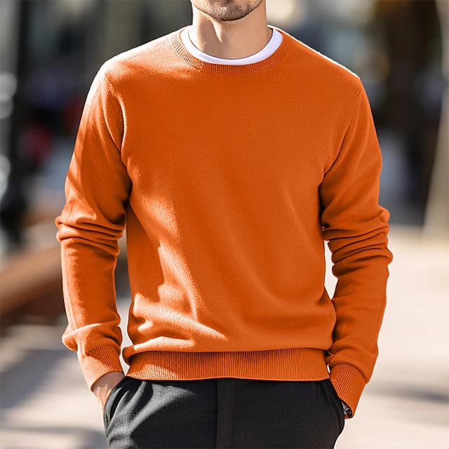 2024 Autumn/Winter Men's Round Neck European-American Knitwear Thin Wool Sweater