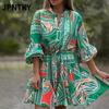 JPNTKY Fashion Summer Spring Short Sleeve V-Neck Casual Dresses
