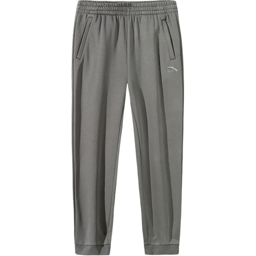 Anta Comfortable Casual Simple Cuffed Fleece Knitted Sports Pants Men Bottoms Dark-Brown Gray 952447310-5