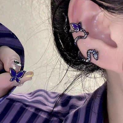 Dark Elegant Snake Ear Bone Clip & Butterfly Earrings for Women