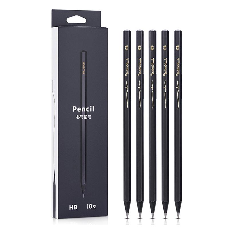 

10Pcs Packed Hb 2B Writing Drawing Pencil Gift Office Stationery Kindergarten Primary School Hexagon Black Wooden Pencil 10pcs HB