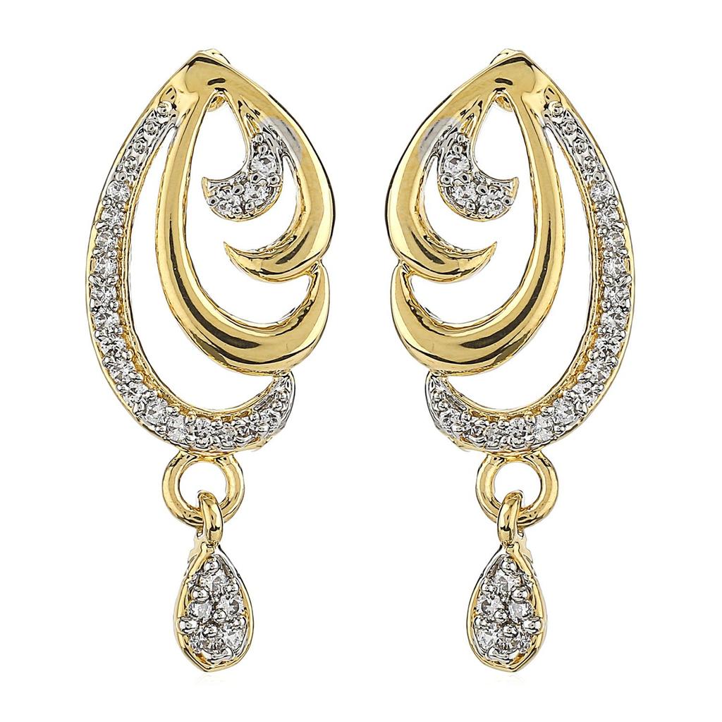Elegant Estele Women's Drop Earrings In Gold and Silver Plated with Crystals