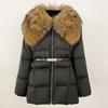 OFTBUY Winter Jacket Women Natural Real Raccoon Fur Collar Belt Thick Warm Duck Down Coat Detachable Outerwear Streetwear Casual