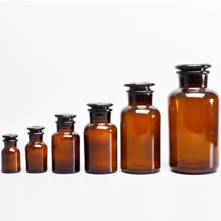 Brown Transparent Thickened Wide-Mouth Frosted Glass Reagent and Medicine Bottle