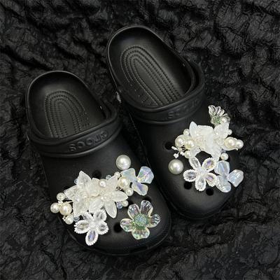 Cave Shoe Accessories, DIY Shoe Buckles, Shoe Flowers, Pearl Rhinestones, Silver Decorations, Shoe Accessories, Women, Shoe Accessories