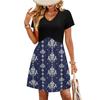 Vestito Casual da Spiaggia alla Moda da Donna con Stampa, Scollo a V, Maniche Corte, Vestibilità Larga