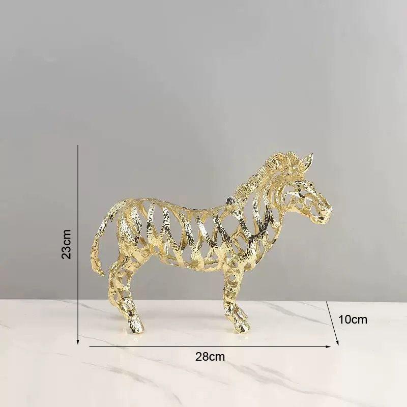 Abstract Gold Hollow Metal Horse Animal Sculpture Ornament Home Room Table Statue Decoration Fengshui Office Desk Figurine Craft