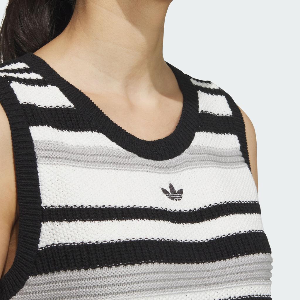 Adidas Originální pletené pruhované tílko s výšivkou loga Dámské topy Černé JI7051