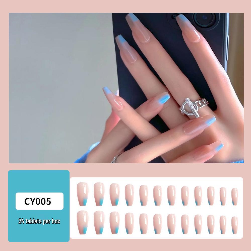 Reusable Blush Nail Art Set: 24 Detachable Wearable Nail Stickers