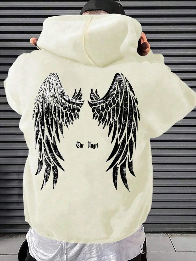 Wing-print Men Women Pullover Hoodies Outdoor Street Casual Hip-hop Trend Sport Gothic Autumn Winter Warm Sweatshirt Clothes Top