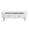 Center Table Coffee Golden Handles with Two Drawers Large Storage Space Curved Sofa Corners Wavy Side Storing MDF Rectangle Shape Tea Home Furniture