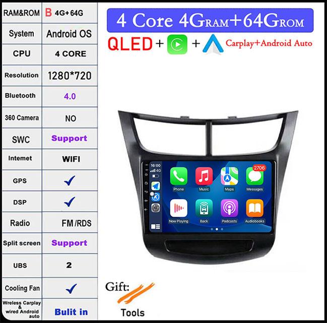 9'' For Chevrolet Sail Aveo 2015 - 2019 Android 14 Car Radio Carplay GPS Navigation Video Stereo Multimedia Player 5G Wifi
