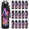 Anime K-Pop Demon Hunters A-Z English Letter Printed Black Water Cup Demon Hunters Large Capacity Outdoor Portable Drinking Bottle for Boy Girl Gift