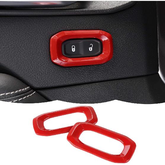 RT-TCZ Carbon Fiber Interior Door Lock Switch Cover Trim Frame Decoration Interior Accessories Compatible with Jeep Wrangler JL JLU & Gladiator JT