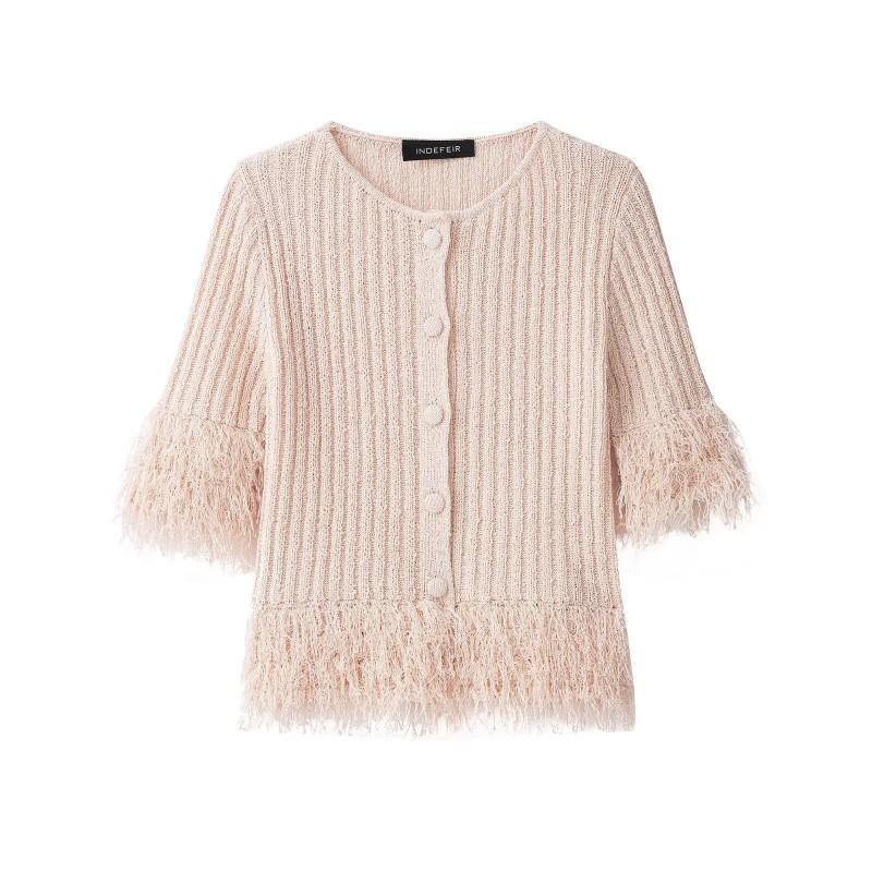 2026 Womens Street Style Round Neck Knit Sweater With Tassels - XS S M L