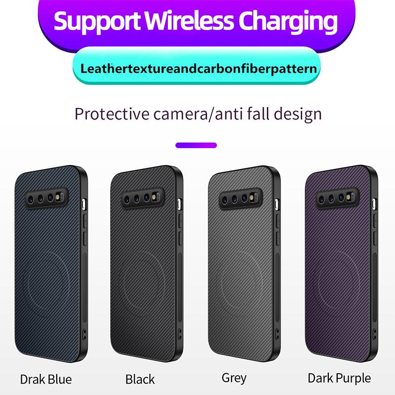 Carbon Fiber Texture Wireless Charging Magnetic Case For Samsung Galaxy S10 Plus S10Plus S10E ShockProof Phone Cover