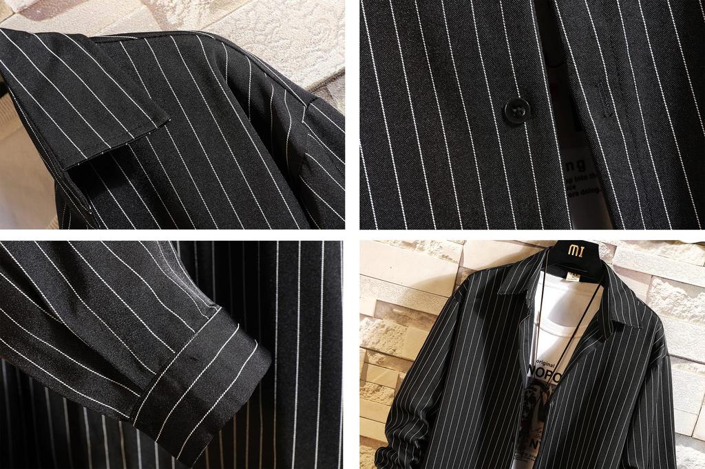 Exclusive Long Sleeve Dress Striped Sizes Loose Drop [Amazon Brand] Men's Shirt, Button-Down, L-5XL, Spring/Autumn, Fit, Casual, Soft, Simple,