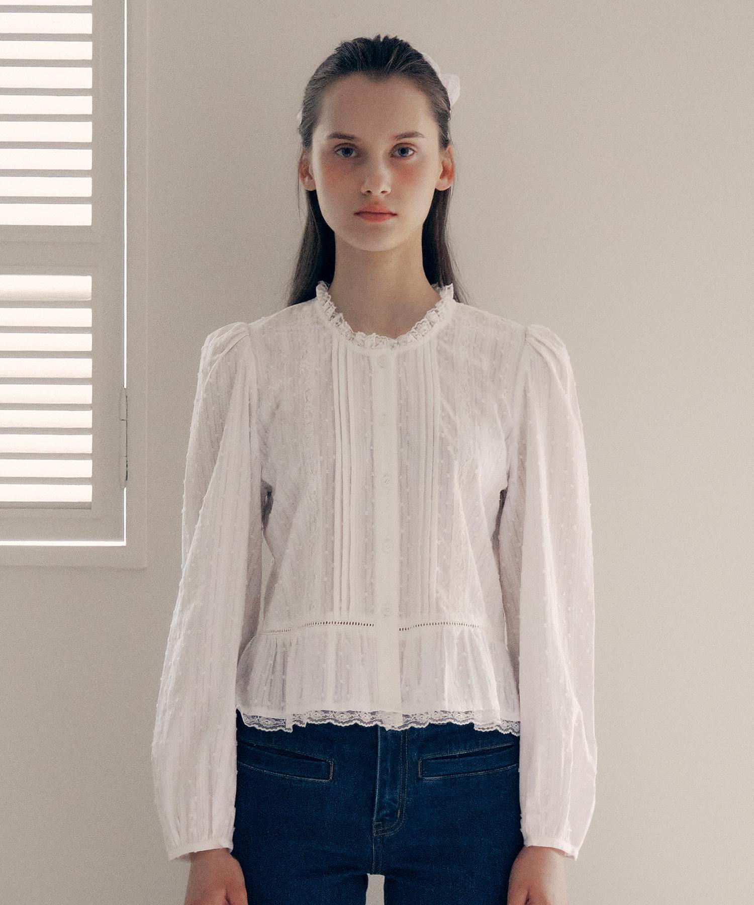 Блузка с баской и кружевом Lora Lora Белая White/Free