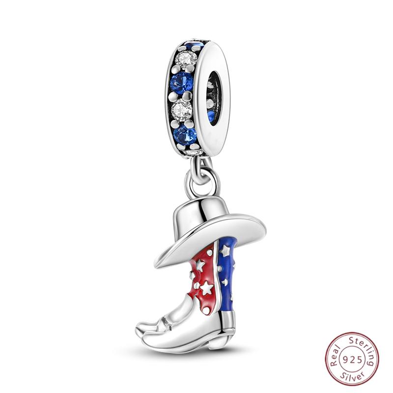 Copper Beaded Pendant Blue Shiny Zircon Suitable Original 3Mm Bracelet Women Fine Jewelry