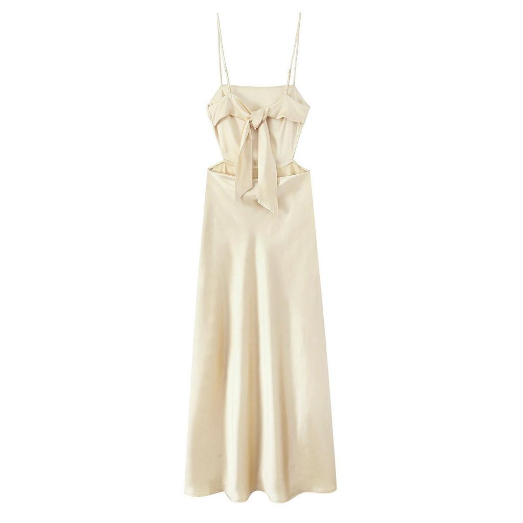 2025 Spring European & American Style Women's Silk Satin Scarf Dress