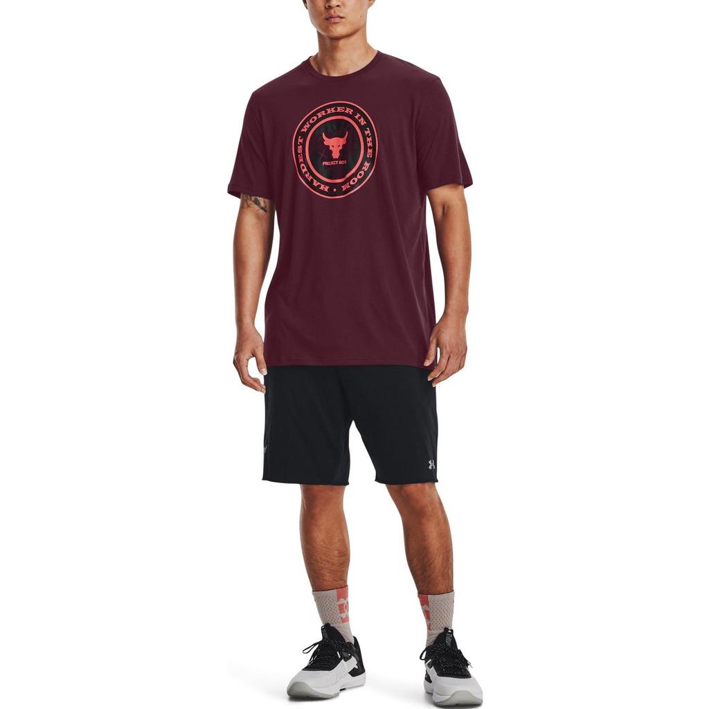 Under Armour Project Rock Globe T-shirt 'Burgundy' Men's 1373746-600