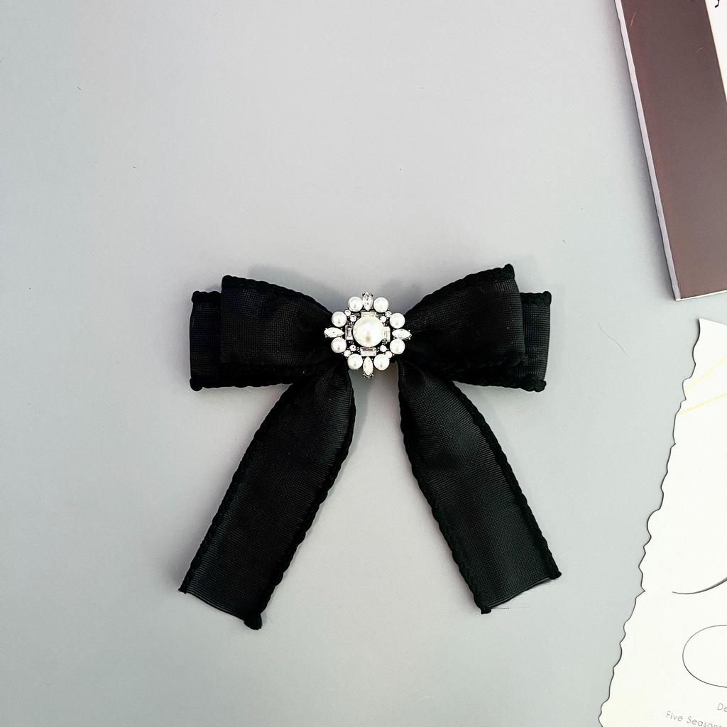 Vintage Rhinestone Pearl Bow Tie Brooch College Suits Style Shirts Dress Accessories Collar Flower Korean Women's Jewelry Gifts