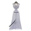 Celebrity High-end Contrasting Color Striped Knitted Dress Women's Small Fragrant Style Waist Slim and Thin Sleeveless Vest Long Dress