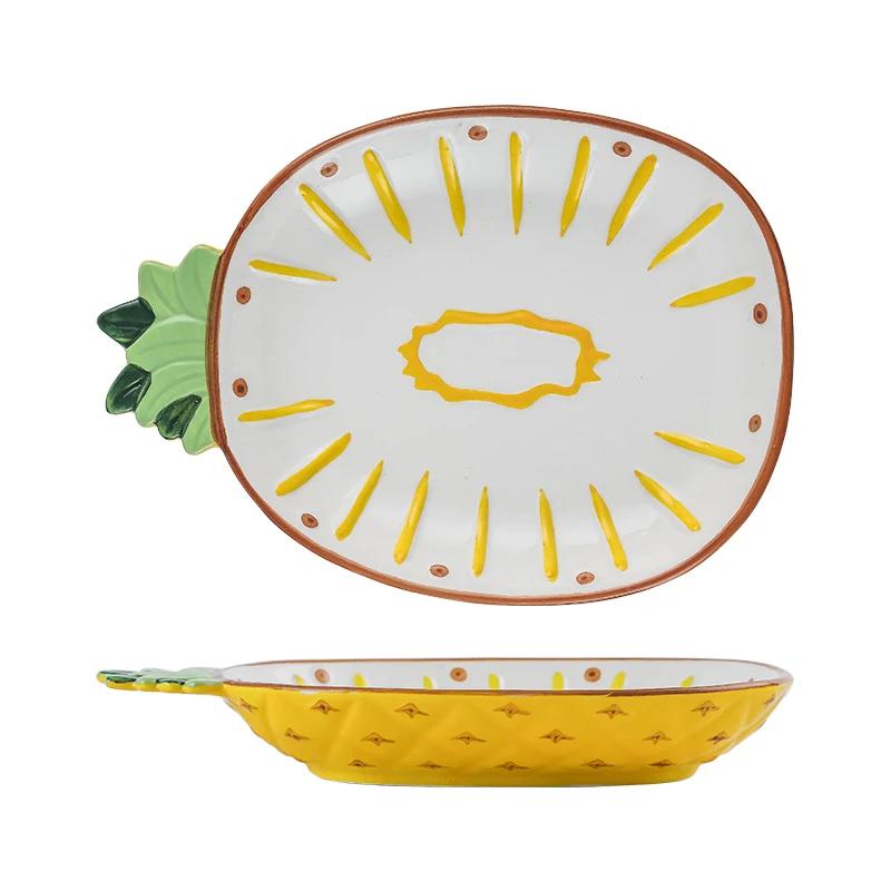 

Детская обеденная тарелка для фруктов Домашняя Мультяшная Милая Керамическая Сетчатая Обеденная Тарелка Необычной Формы Фруктовая Фарфоровая Миска Кухонная Посуда Столовая Посуда