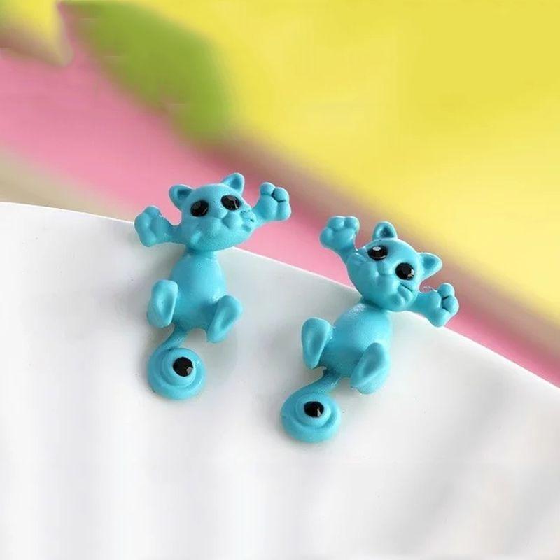 3d Adorable Cat Kitten Stud Earring Cartoon Animal Earrings Fashion Jewelry