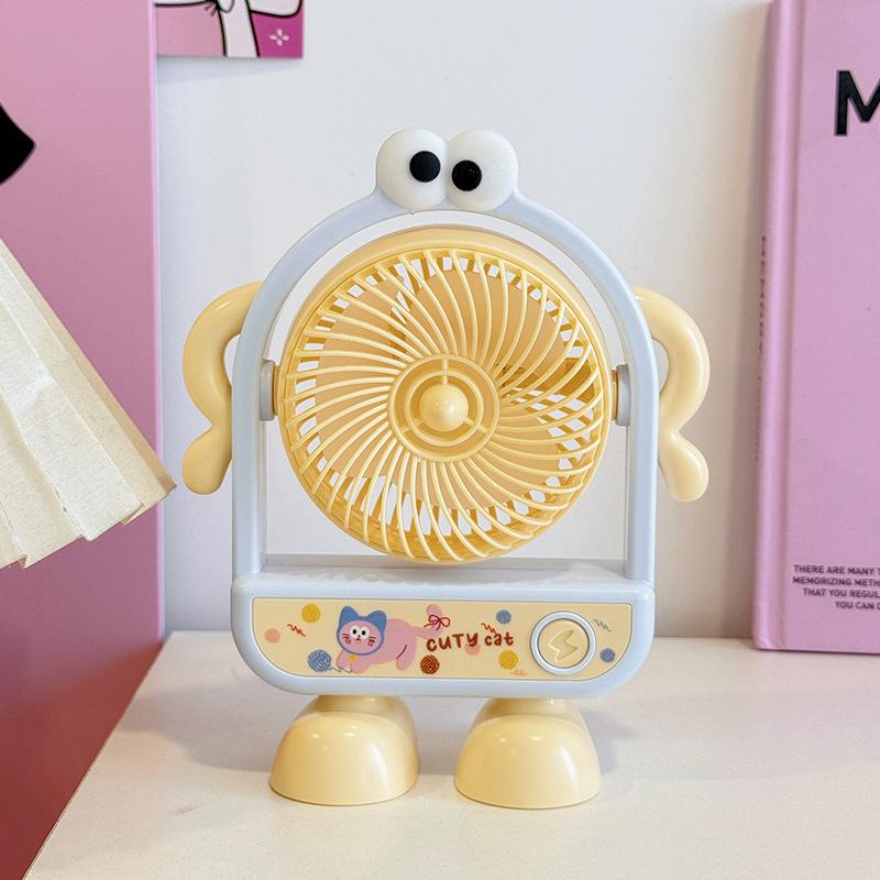 Creative Cartoon High-quality Appearance Portable Desktop Electric Fan with Adjustable Angle, Three-speed Setting, Strong Wind, USB Charging Fan