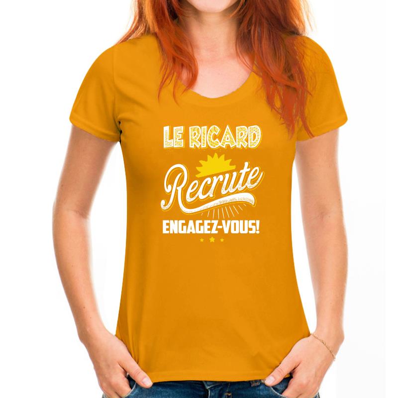 

Men‘s’ T Shirt Summer Le Ricard RECRUTE ENGAGEZ-VOUS Women T-Shirt L