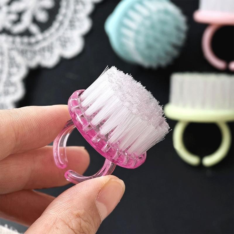 Pack Of 4 Round Head Nail Cleaning Brushes In Macaron Colors For Gentle Nail Hygiene Ergonomic Grip And Portable Travel Friendly Design
