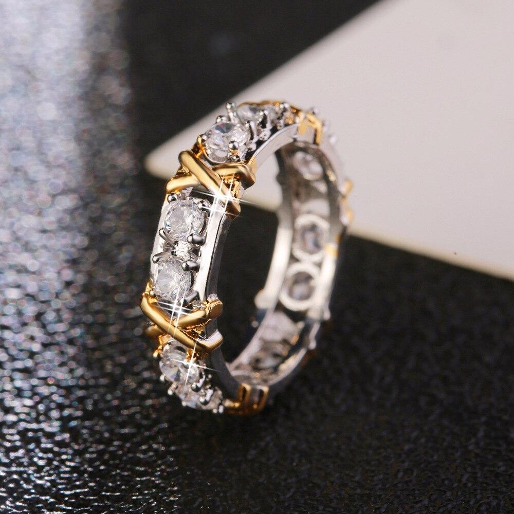 925 Sterling Silver Cross Color Separation Ring for Women Man Wedding Engagement Party Fashion Charm Jewelry \tYDHR325