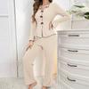 European Women's Bowknot Pajama Set - Autumn/Winter Casual Homewear Fashion
